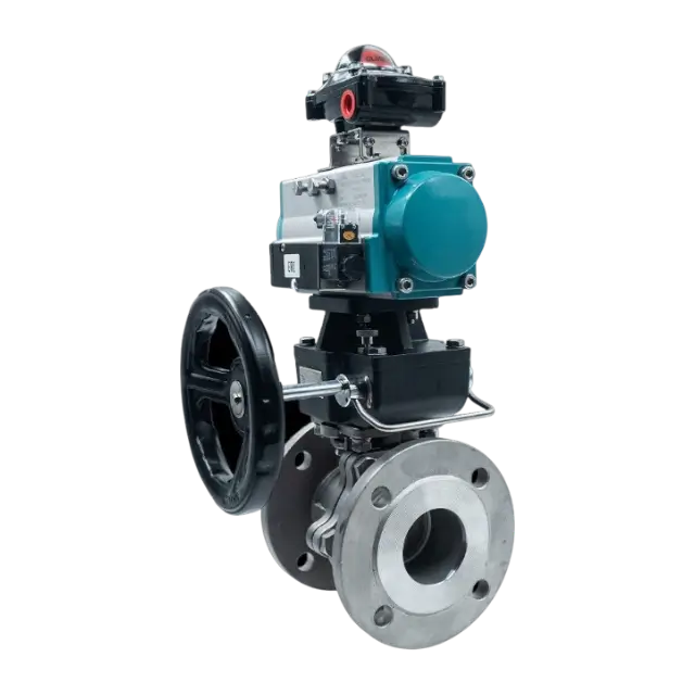 Кран с приводом, позиционером и ручным дублером