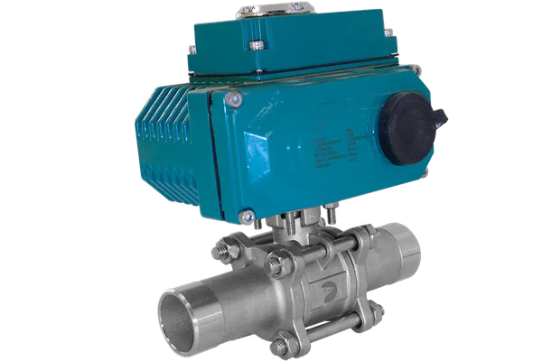 Кран шаровый приварной, AISI304 DN25 (1"), с электроприводом DC 24V (C-03)