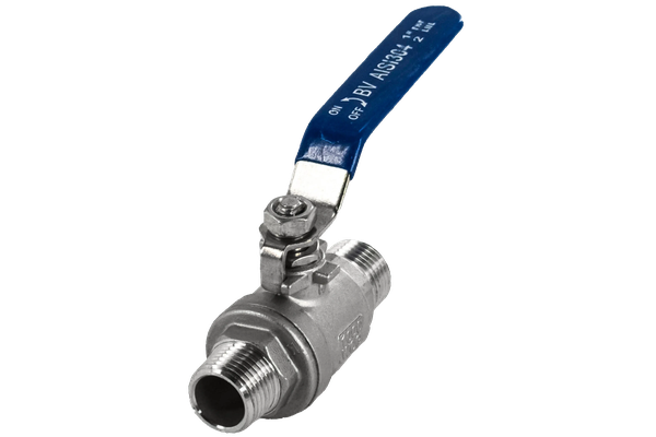 Кран шаровый муфтовый двусоставной НР/НР нержавеющий (2PC), AISI304 DN40 (1_1/2"), (CF8), PN63