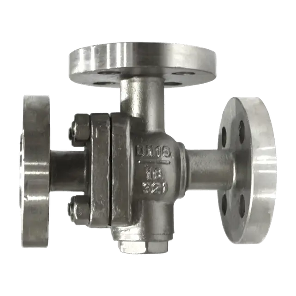 Кран шаровый трехходовой (T-тип) под привод фланцевый нержавеющий, AISI316 DN50, (CF8M), PN40