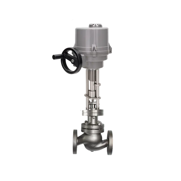 Клапан регулирующий двухходовой фланцевый, WCB DN15 PN16, с электроприводом AC 220V, KVS 3,2