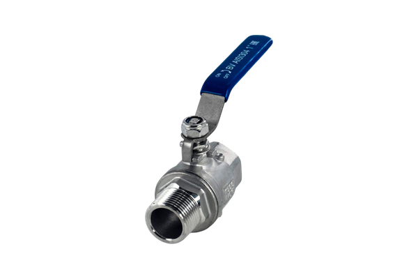 Кран шаровый муфтовый двусоставной ВР/НР нержавеющий (2PC), AISI304 DN10 (3/8"), (CF8), PN16