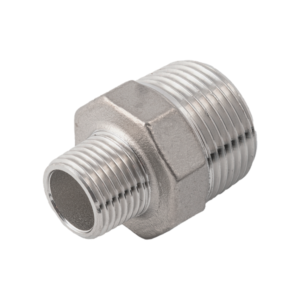 Ниппель резьбовой переходной нержавеющий,  AISI304 DN10 х DN6 (3/8" х 1/8"), (CF8), PN16