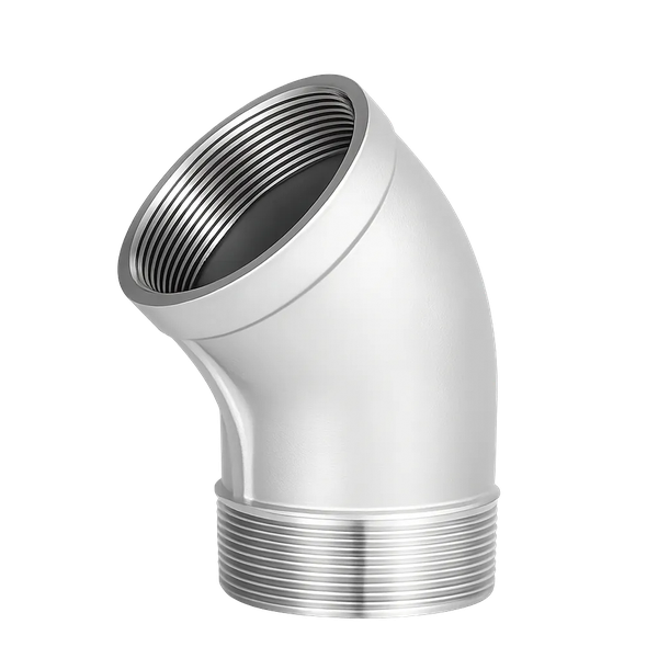 Отвод резьбовой нр/вр 45° нержавеющий, AISI304 DN20 (3/4"), (CF8), PN16