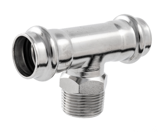 Пресс-тройник ПР/НР/ПР нержавеющий, AISI304 28mm x 1" x 28mm, CF8, PN16