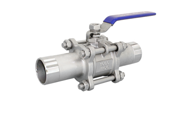 Кран шаровый приварной трехсоставной пластиковый (3PC), UPVC, DN15 (d20), PN10