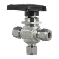 Кран шаровый обжимной трехходовой серия 112, ( об.вр.Д 3/4" x об.вр.Д 3/4" ), PTFE, 103PN