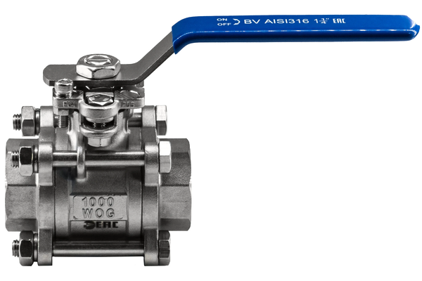 Кран шаровый муфтовый под привод нержавеющий (3PC), AISI304 DN32 (1_1/4"), (CF8), PN40