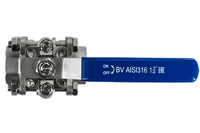 Кран шаровый муфтовый под привод нержавеющий (3PC), AISI304 DN32 (1_1/4"), (CF8), PN40