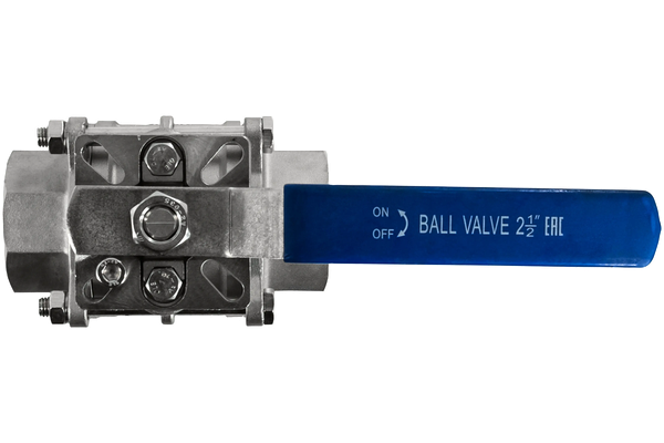 Кран шаровый муфтовый под привод нержавеющий (3PC), AISI304 DN65 (2_1/2"), (CF8), PN25