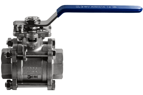 Кран шаровый муфтовый под привод нержавеющий (3PC), AISI316 DN40 (1_1/2"), (CF8M), PN40