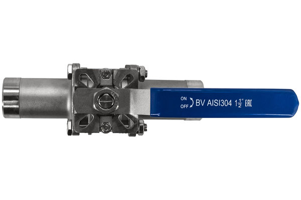 Кран шаровый приварной трехсоставной под привод нержавеющий (3PС), AISI304 DN40 (1_1/2"), (CF8),PN40