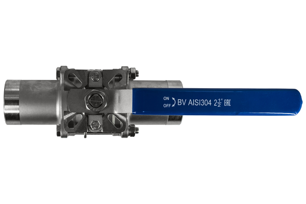 Кран шаровый приварной трехсоставной под привод нержавеющий (3PC), AISI304 DN65 (2_1/2"), (CF8),PN25