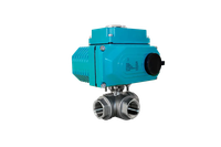 Кран шаровый трёхходовой L-тип, AISI304 DN15 (1/2"), с электроприводом AC 24V (C-03)