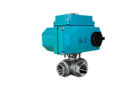 Кран шаровый трёхходовой L-тип, AISI304 DN20 (3/4"), с электроприводом AC 24V (C-03)