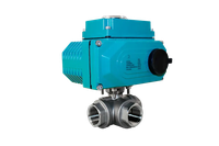 Кран шаровый трёхходовой L-тип, AISI304 DN25 (1"), с электроприводом AC 24V (C-03)