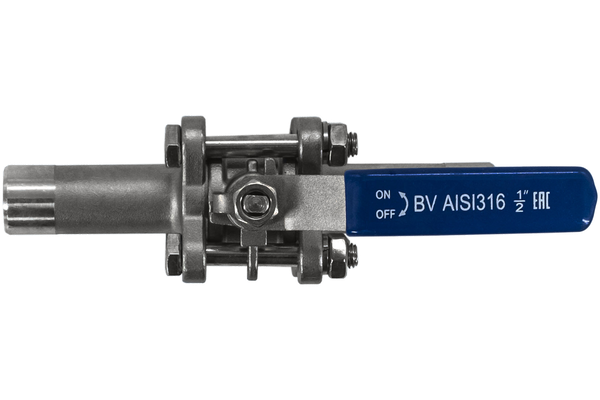 Кран шаровый приварной трехсоставной нержавеющий (3PC), AISI316 DN15 (1/2"), (CF8M), PN64