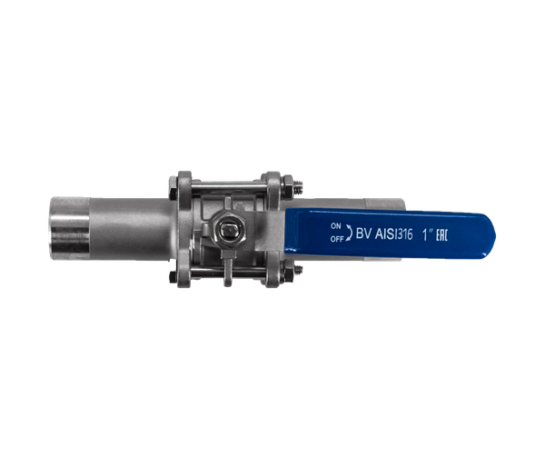Кран шаровый приварной трехсоставной нержавеющий (3PC), AISI316 DN25 (1"), (CF8M), PN64