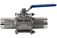 Кран шаровый приварной трехсоставной нержавеющий (3PC), AISI316 DN50 (2"), (CF8M), PN40
