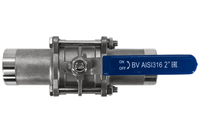 Кран шаровый приварной трехсоставной нержавеющий (3PC), AISI316 DN50 (2"), (CF8M), PN40