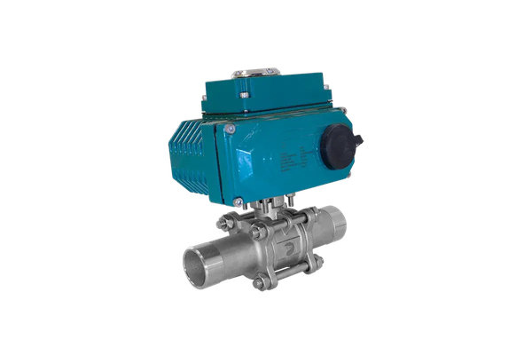 Кран шаровый приварной, AISI304 DN32 (1_1/4"), с электроприводом AC 220V (C-05)