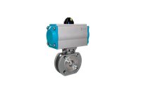 Кран шаровый межфланцевый, AISI304 DN32 (1_1/4"), с двухсторонним пневмоприводом AT63D