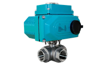 Кран шаровый трёхходовой T-тип, AISI304 DN40 (1_1/2"), с электроприводом AC 24V (С-05)