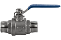 Кран шаровый муфтовый двусоставной НР/НР нержавеющий (2PC), AISI304 DN25 (1"), (CF8), PN63