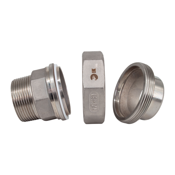 Американка c/нр нержавеющая, AISI304 DN40 (1_1/2"), (CF8), PTFE, PN16