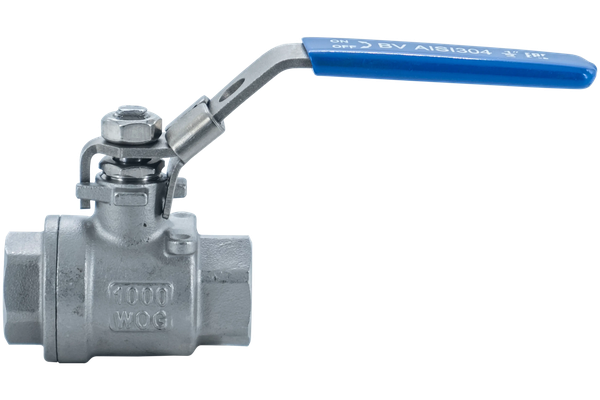 Кран шаровый муфтовый двусоставной с фиксатором нержавеющий (2PC), AISI304 DN15 (1/2"), (CF8), PN64