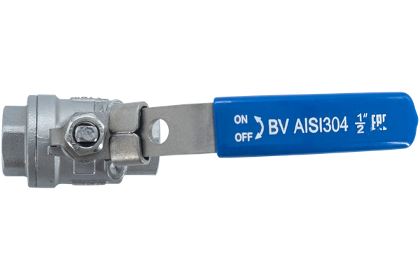 Кран шаровый муфтовый двусоставной с фиксатором нержавеющий (2PC), AISI304 DN15 (1/2"), (CF8), PN64