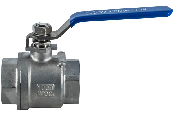 Кран шаровый муфтовый двусоставной нержавеющий (2PC), AISI304 DN40 (1_1/2"), (CF8), PN40