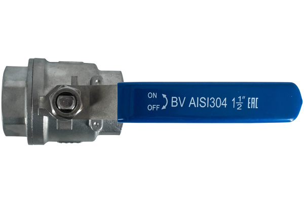 Кран шаровый муфтовый двусоставной нержавеющий (2PC), AISI304 DN40 (1_1/2"), (CF8), PN40
