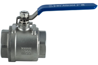 Кран шаровый муфтовый двусоставной нержавеющий (2PC), AISI304 DN50 (2"), (CF8), PN40