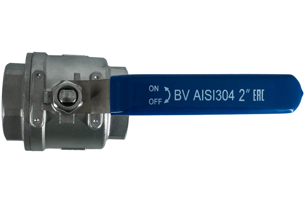Кран шаровый муфтовый двусоставной нержавеющий (2PC), AISI304 DN50 (2"), (CF8), PN40