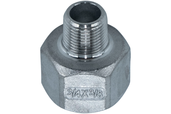 Футорка обратная нержавеющая, AISI304 DN20 x DN10 (3/4" x 3/8"), (CF8), PN16