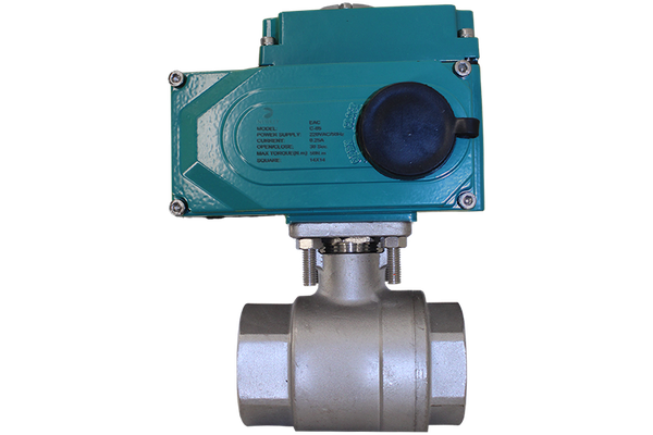 Кран шаровый муфтовый (2PC), AISI304 DN15 (1/2"), с электроприводом AC 24V (C-03)
