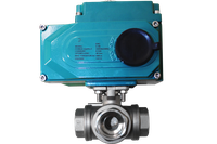 Кран шаровый трёхходовой L-тип, AISI304 DN15 (1/2"), с электроприводом AC 24V (C-03)