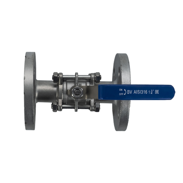 Кран шаровый фланцевый трехсоставной нержавеющий (3PC), AISI316 DN32 (1_1/4"), (CF8M), PN16