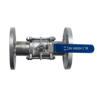Кран шаровый фланцевый трехсоставной нержавеющий (3PC), AISI304 DN50 (2"), (CF8), PN16