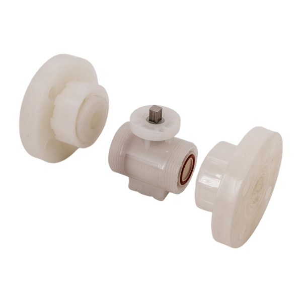 Кран шаровый фланцевый под привод пластиковый (3PC), PVDF, DN15 (d20), PN10
