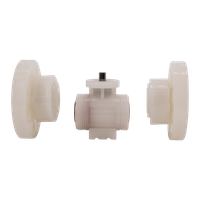 Кран шаровый фланцевый под привод пластиковый (3PC), PVDF, DN20 (d25), PN10