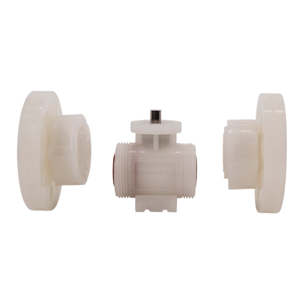Кран шаровый фланцевый под привод пластиковый (3PC), PVDF, DN20 (d25), PN10