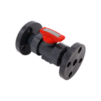 Кран шаровый фланцевый трехсоставной пластиковый (3PC), UPVC, DN15 (d20), PN10