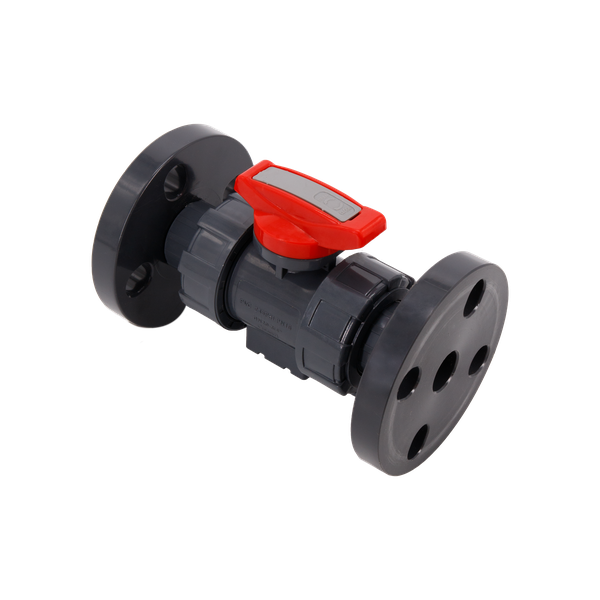 Кран шаровый фланцевый трехсоставной пластиковый (3PC), UPVC, DN15 (d20), PN10