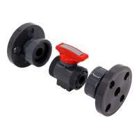 Кран шаровый фланцевый трехсоставной пластиковый (3PC), UPVC, DN15 (d20), PN10