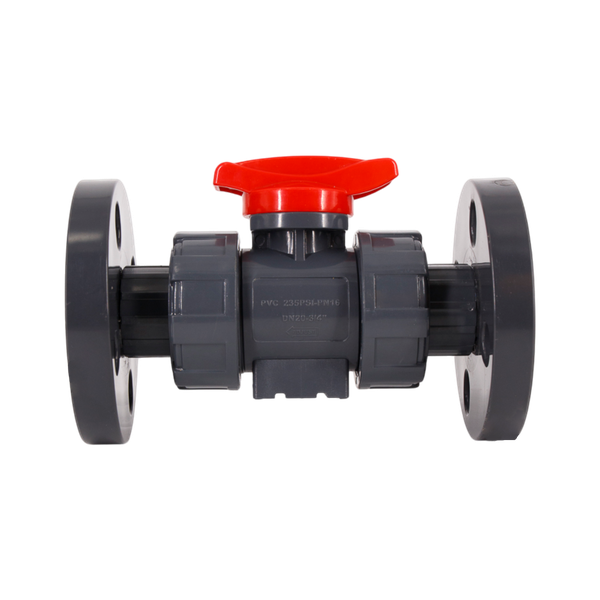 Кран шаровый фланцевый трехсоставной пластиковый (3PC), UPVC, DN15 (d20), PN10