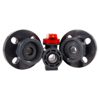 Кран шаровый фланцевый трехсоставной пластиковый (3PC), UPVC, DN15 (d20), PN10