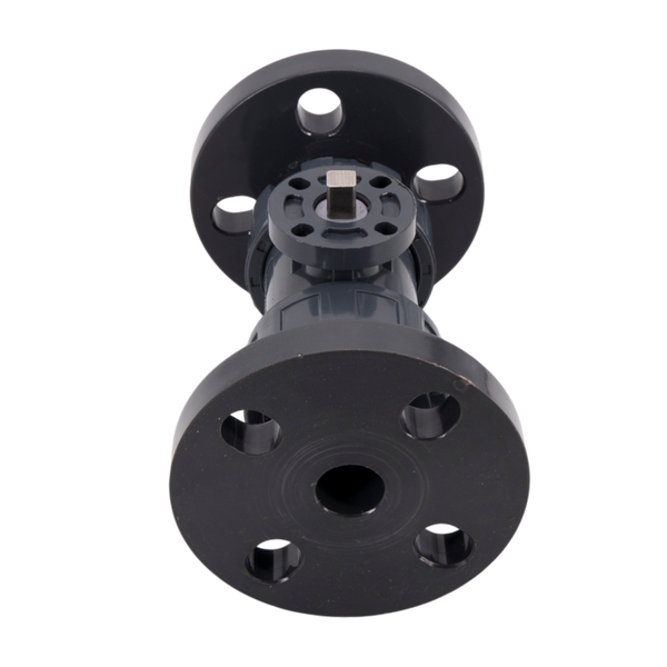 Кран шаровый фланцевый под привод пластиковый (3PC), UPVC, DN20 (d25), PN10