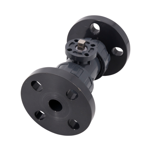 Кран шаровый фланцевый под привод пластиковый (3PC), UPVC, DN20 (d25), PN10
